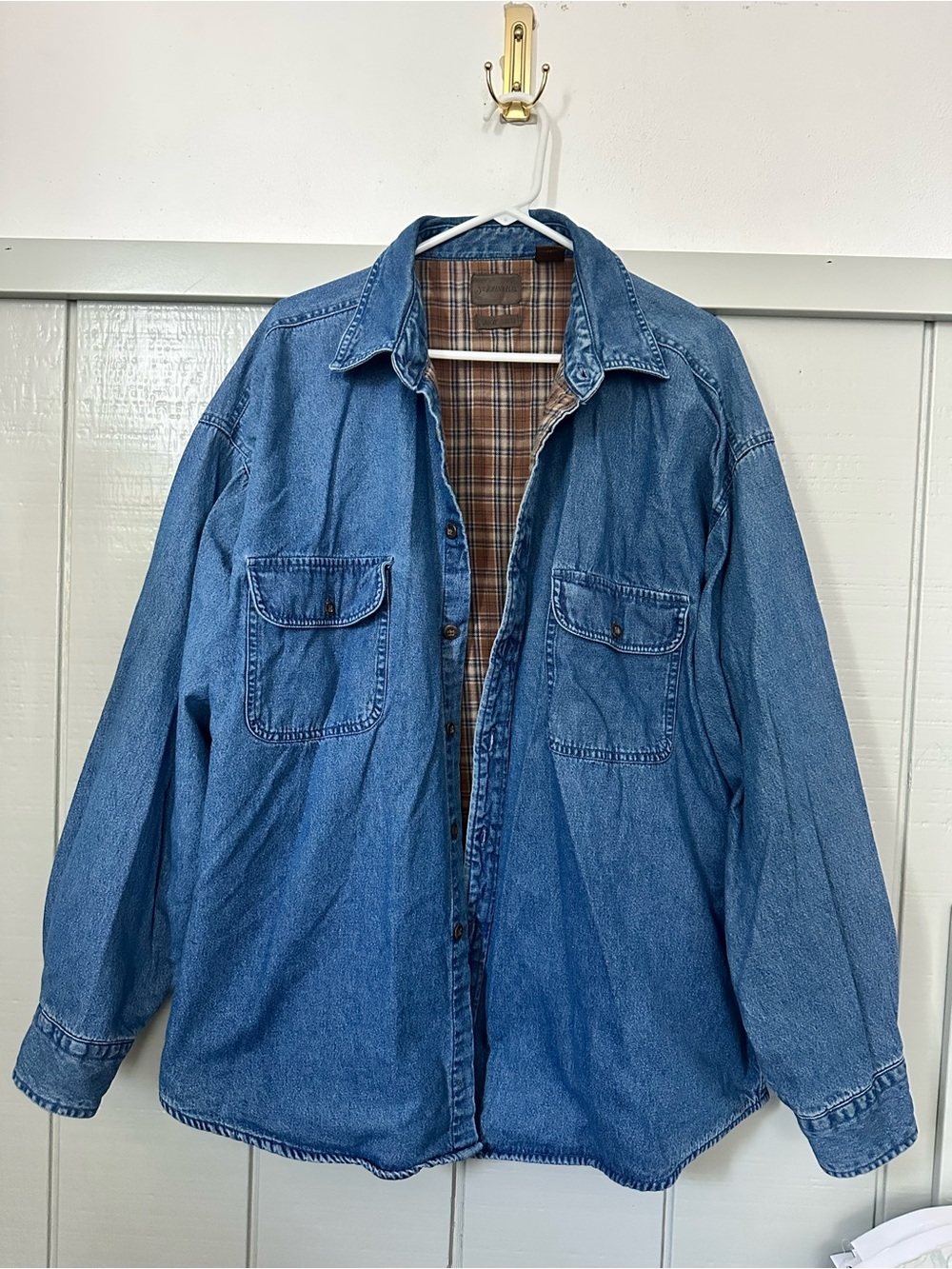 Denim Button-Up Jacket in Medium Blue